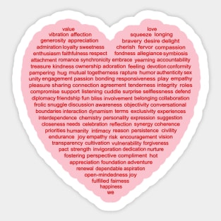 Red Heart Pattern of Relationship Words Sticker